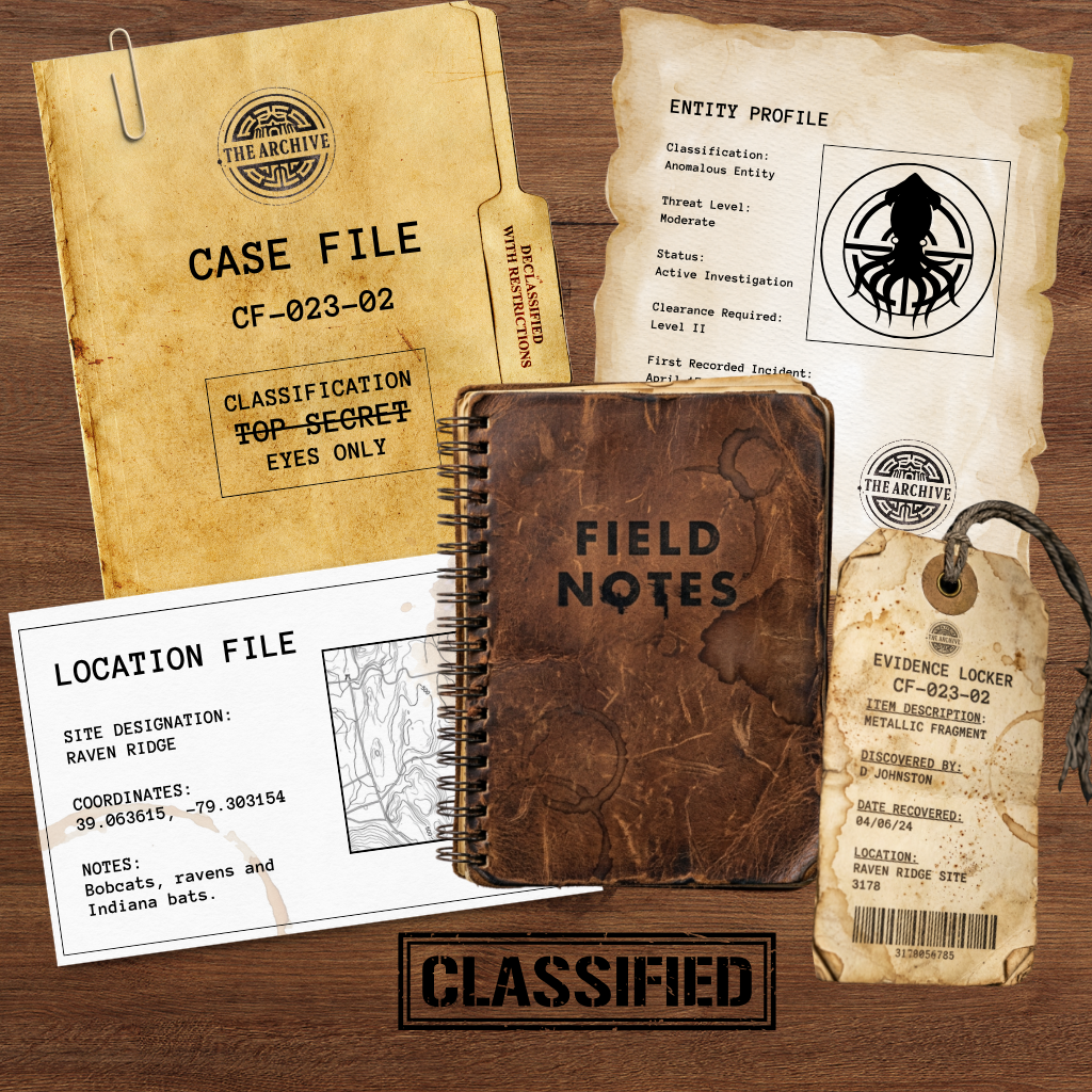 Table top of files and field notes